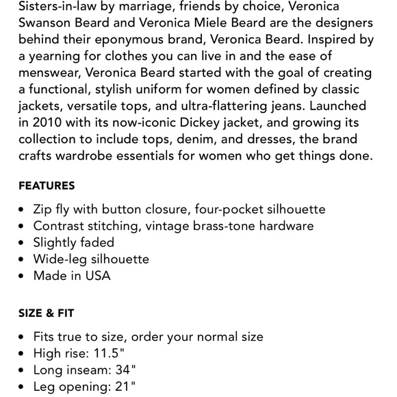 Veronica Beard Crosbie Wide Leg High Rise Jean Sz 29 - Picture 12 of 12